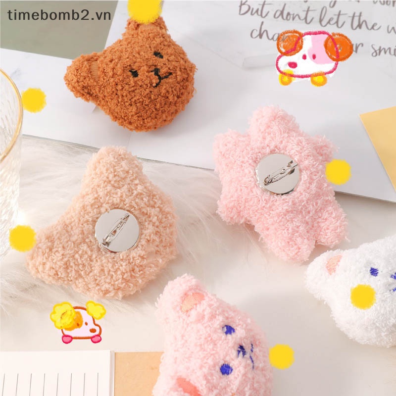 {Timebomb} Ghim Cài Áo Đồng Phục Học Sinh / Mũ / Túi Xách Hình Gấu Bông Mềm Mại Dễ Thương Ngọt Ngào