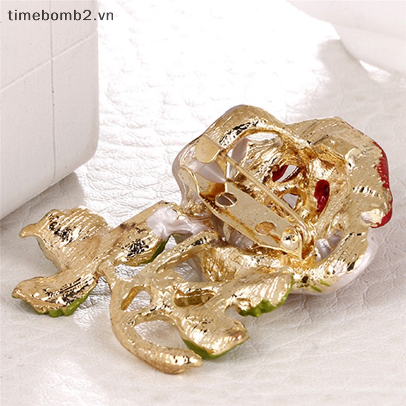 {Timebomb} Ghim Cài Áo Đính Đá Pha Lê Tráng Men Hình Hoa Cho Cô Dâu Trong Tiệc Cưới