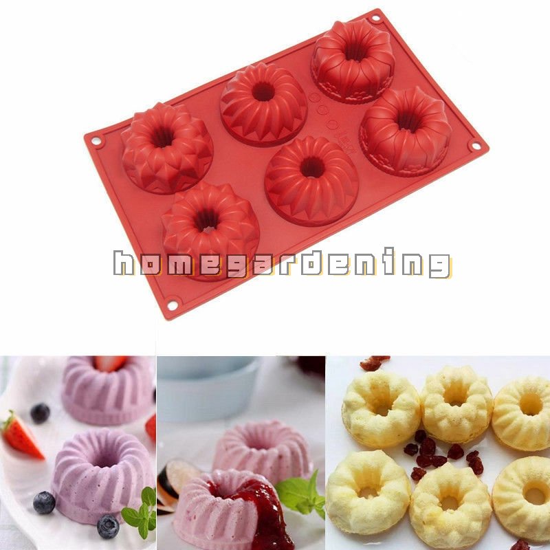 Khuôn Làm Bánh Donut 6 Ngăn Bằng Silicone Cấp Thực Phẩm Tái Sử Dụng Được DIY