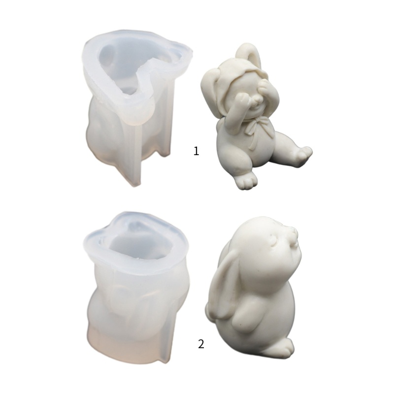 Khuôn Làm Nến Xà Phòng Hình Thỏ 3D Chống Dính DIY