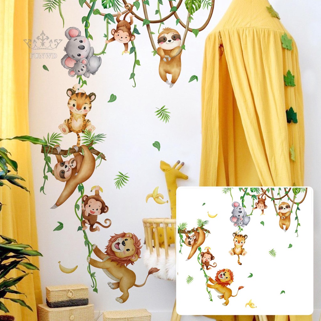 Sticker Dán Tường Họa Tiết Hình Con Khỉ Theo Phong Cách Hiện Đại