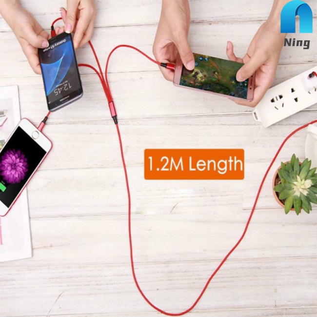 Dây Cáp Sạc Nhanh 2a Lõi Đồng 3 Trong 1 Chống Trầy Dành Cho Điện Thoại Di Động