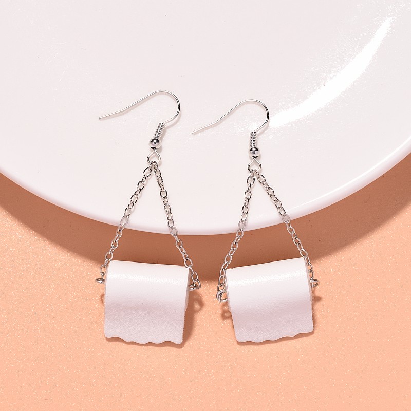 Khuyên Tai Móc Mặt Hình Cuộn Giấy Vệ Sinh Đơn Giản Vui Nhộn Cho Nữ