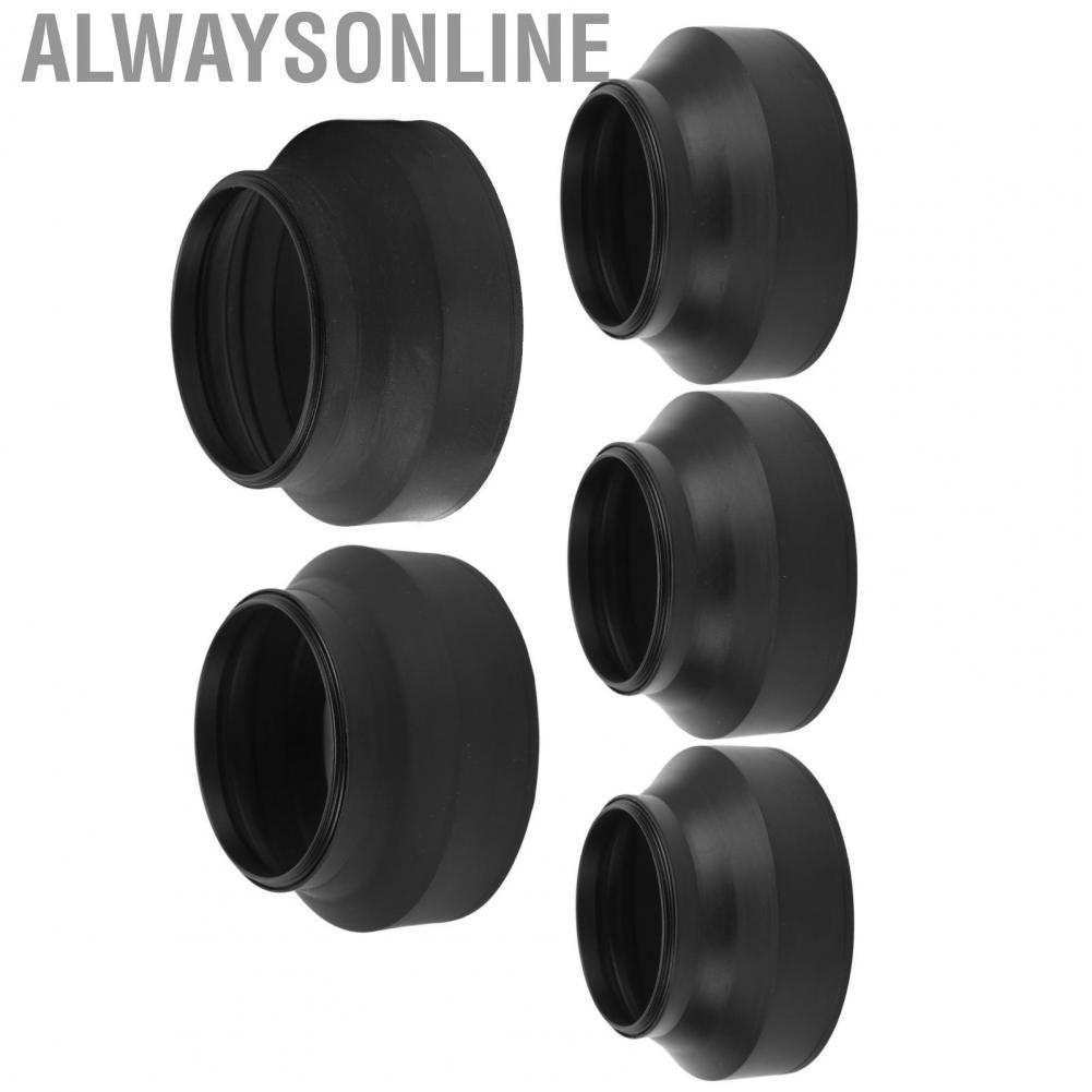 Alwaysonline Universal Collapsible Lens Hood 3-Stage 3 in1 Foldable 49 52 55 58 62 67 72 77 82mm for Canon Nikon Sony Cameras