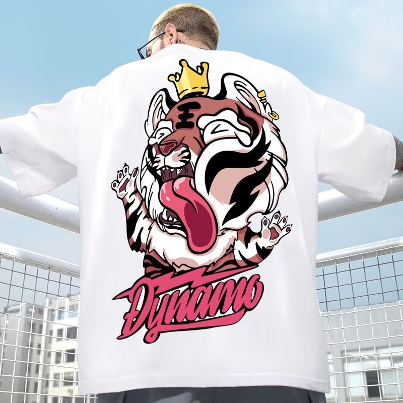 áo phông nam big size có size lớn M-8xl Áo thun unisex nam nữ form rộng tay lỡ phông In Hình Hổ Hoạt Hình Phong Cách Trung Hoa Dành Cho Nam Nữ