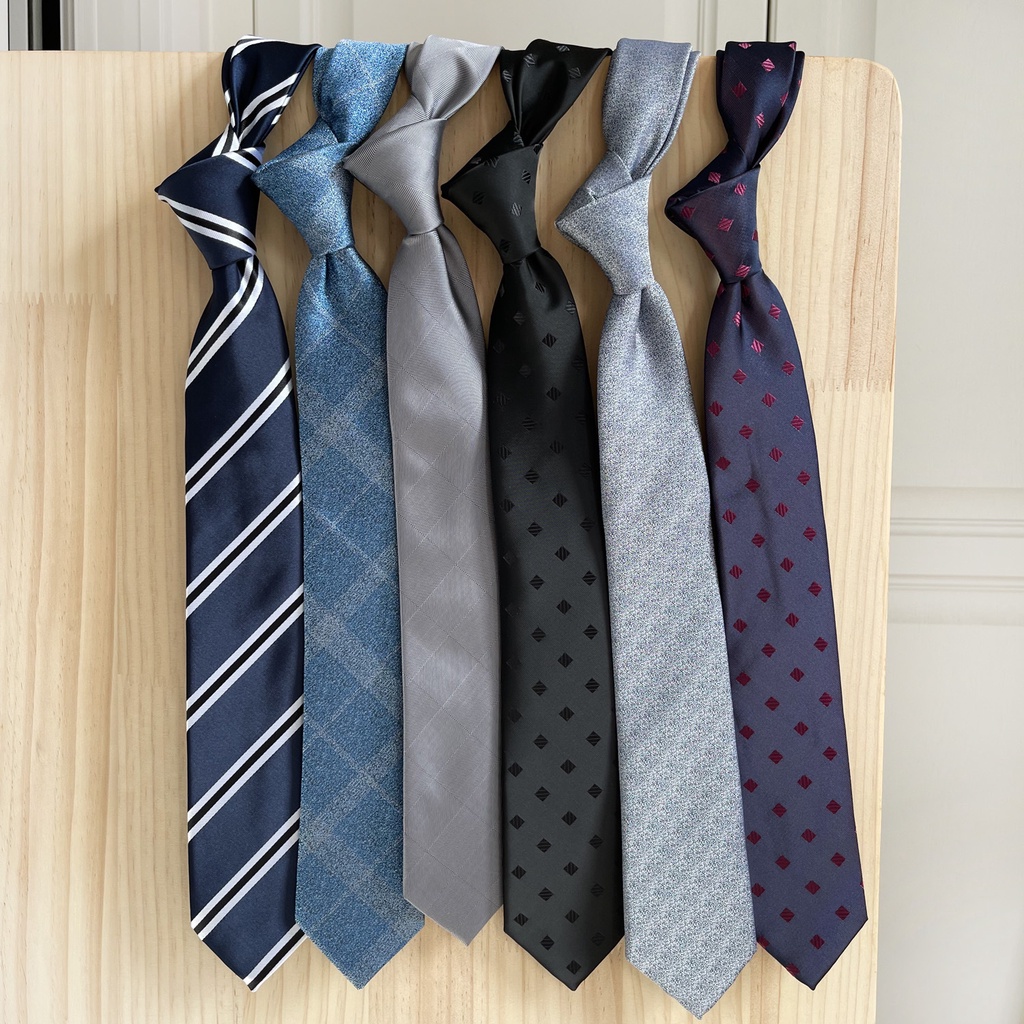 Cà vạt EFAN họa tiết kẻ sọc/ chấm bi/ màu trơn 6cm thời trang lịch lãm dành cho nam