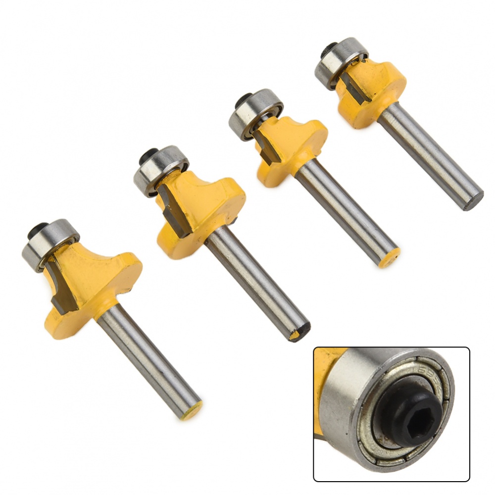 Bộ Mũi Phay Router Đầu Tròn 1 / 4 Chuôi 1 / 8 # 1 / 4 # 3 / 8 # 1 / 2 #
