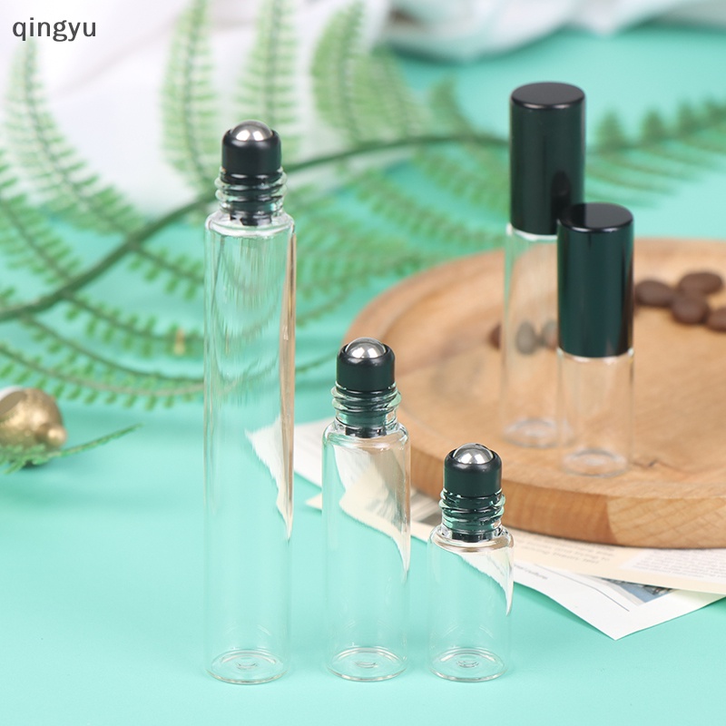 Qingyu Bình Thủy Tinh Trong Suốt Cuộn Tròn Với Đầu Lăn Kim Loại Mỏng Đựng Tinh Dầu
