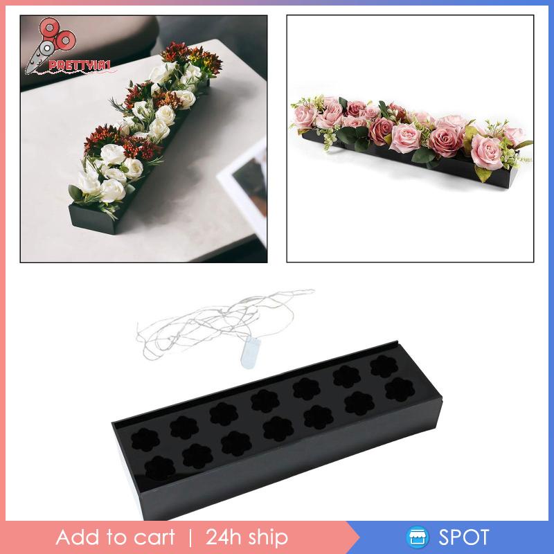 [Prettyia1] Lọ Hoa Acrylic Hình Chữ Nhật Có Lỗ Để Bàn Ăn Tiệc Cưới