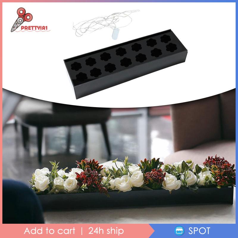 [Prettyia1] Lọ Hoa Acrylic Hình Chữ Nhật Có Lỗ Để Bàn Ăn Tiệc Cưới