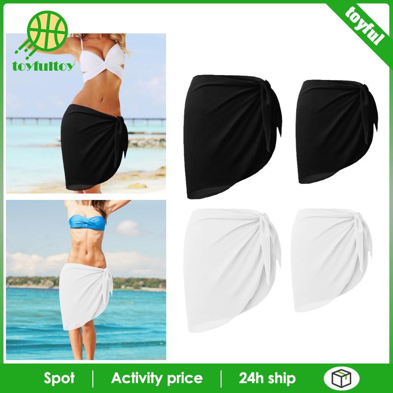 [Toyfulcabin] Khăn Quấn Bikini Đi Biển Mùa Hè Bằng Vải Voan Màu Trơn Cho Nữ