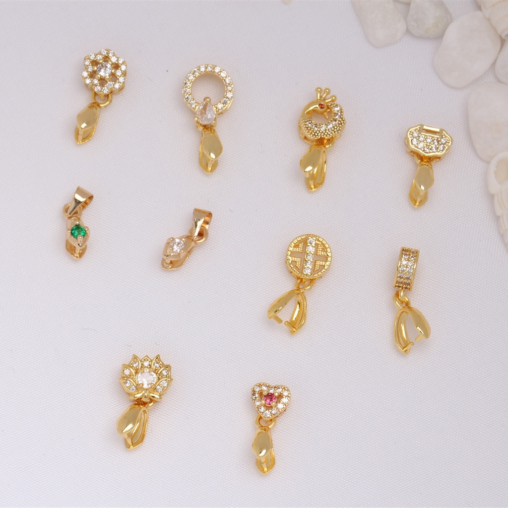 Set 10 Khóa Kẹp Vàng 18k Đính Đá Zircon Tự Làm Vòng Cổ