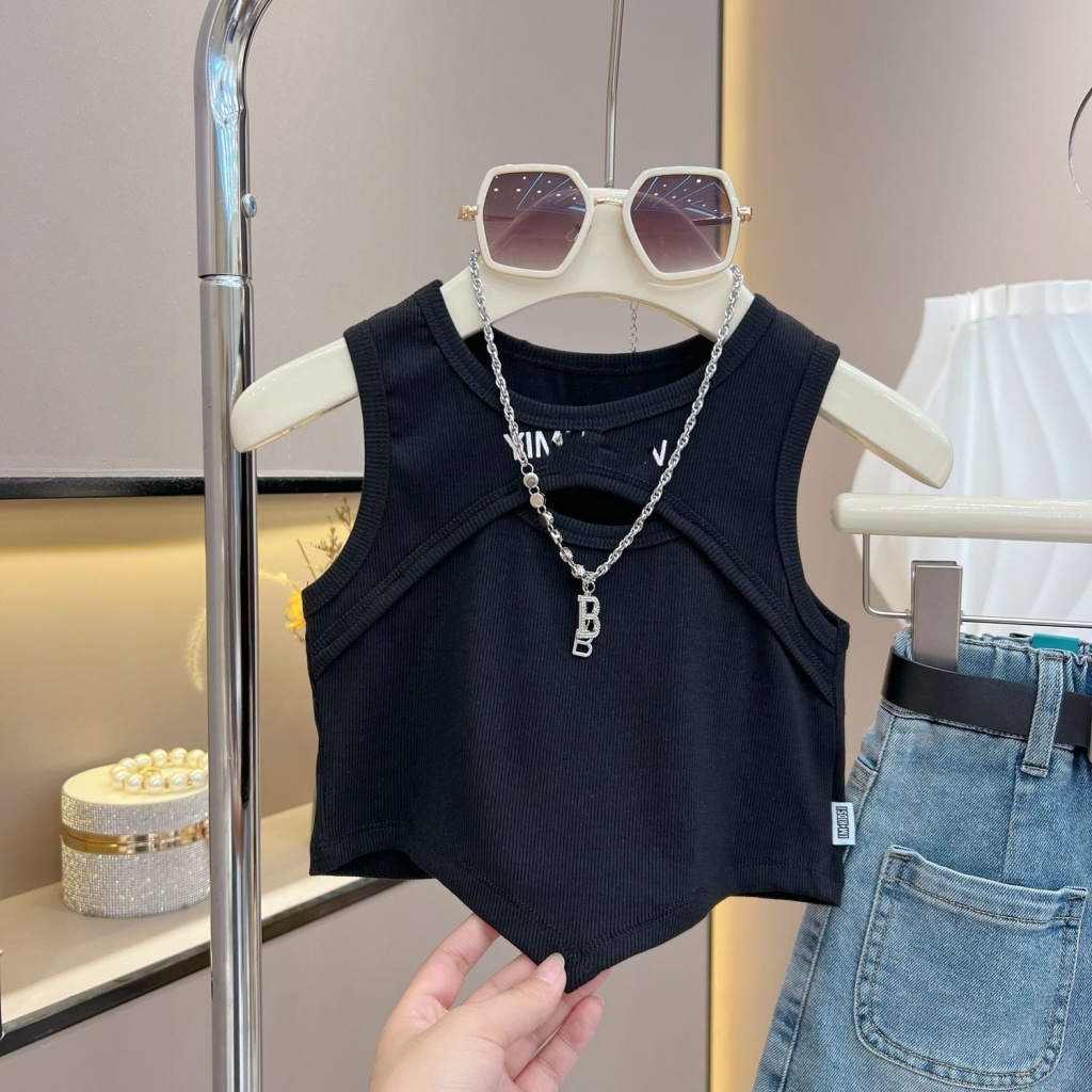 [Hàng Mới Về] Áo Sát Nách Khoét Lỗ Phong Cách Hàn Quốc Thời Trang Mùa Hè Cho Bé Gái