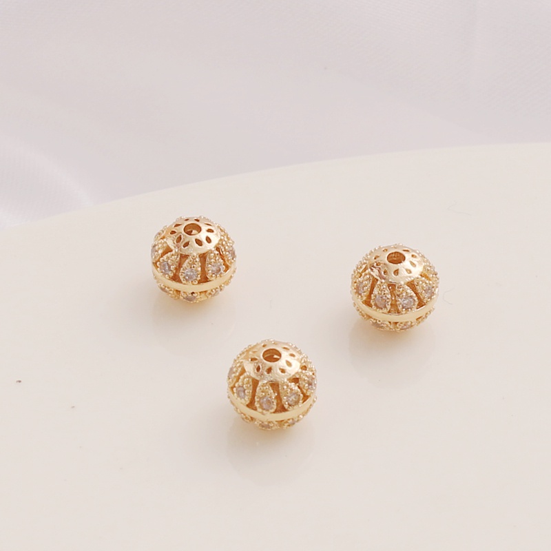 Hạt Xâu Chuỗi Rỗng Bằng Vàng 14k 8mm Nhiều Màu Sắc