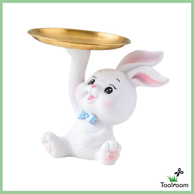 Khay Đựng Tượng Thỏ Điêu Khắc Trang Trí Phòng Khách