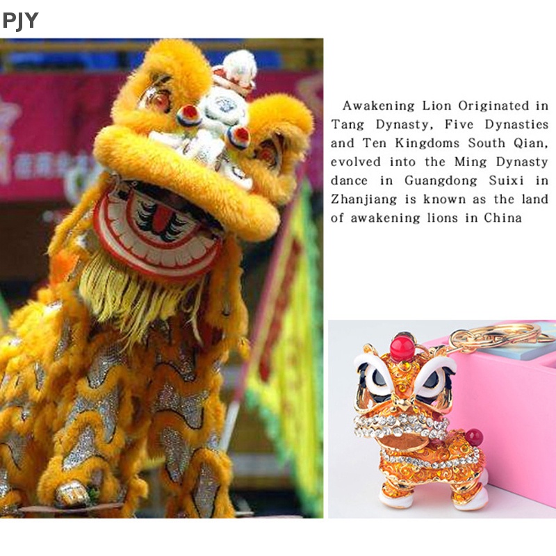 1 Móc Khóa Hình Sư Tử Đính Đá Pha Lê Xoay Được Dễ Thương