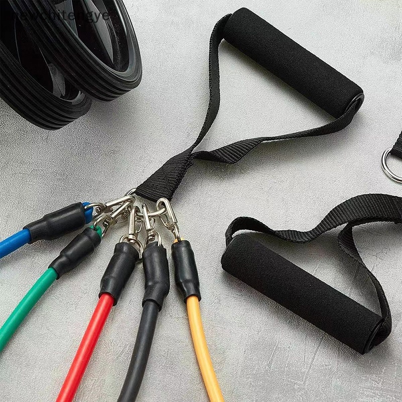 1 Cặp Dây Kháng Lực Có Tay Cầm Bằng Xốp Màu Đen Dùng Tập Yoga / Gym