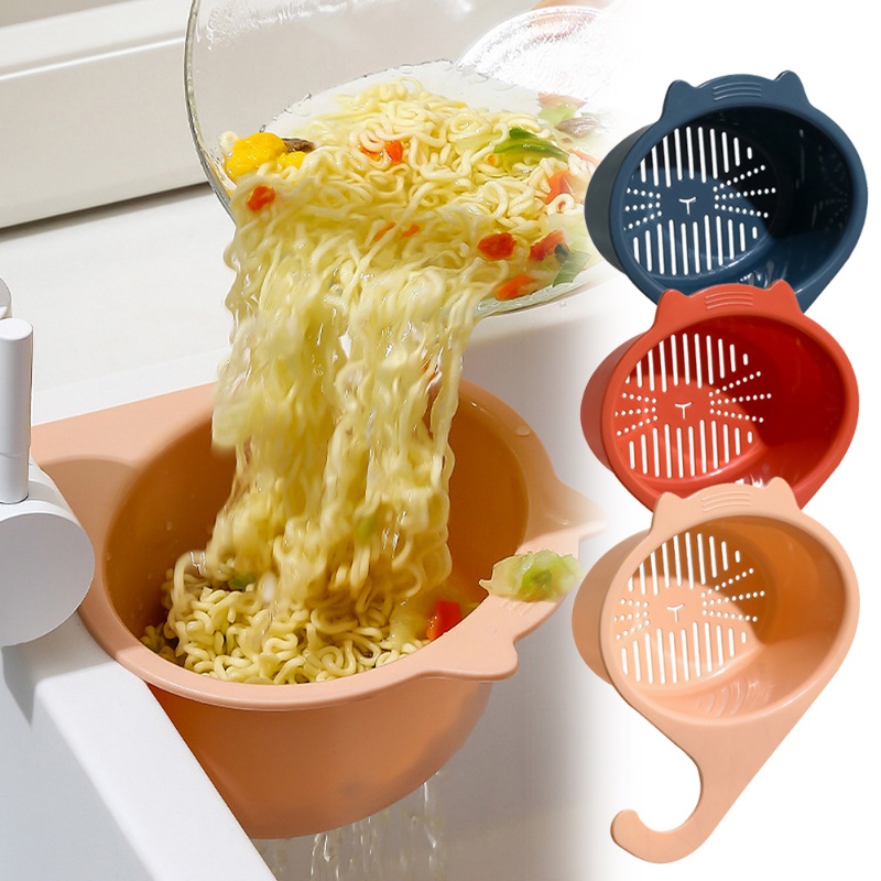 Rổ Rửa Rau Củ Quả Bằng PP Thiết Kế Rỗng 3 Màu Chống Tắc Nghẽn Gắn Vòi Nước Tiện Dụng