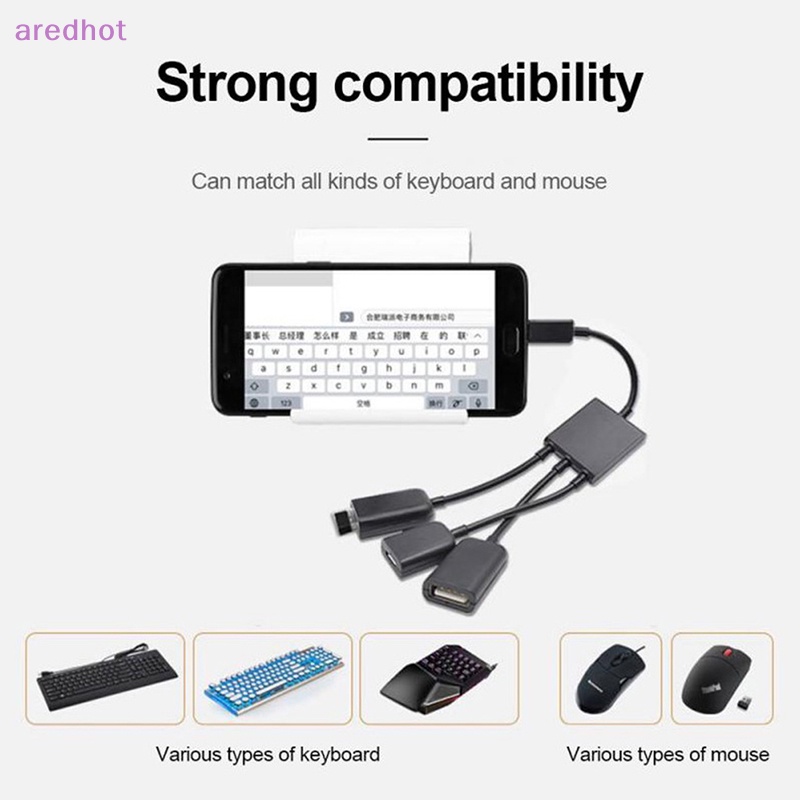 Dây Cáp Chia 3 Trong 1 Micro USB Sang 2 OTG 3 Cổng Micro USB Type-C Cho Máy Tính Bảng Android Mới