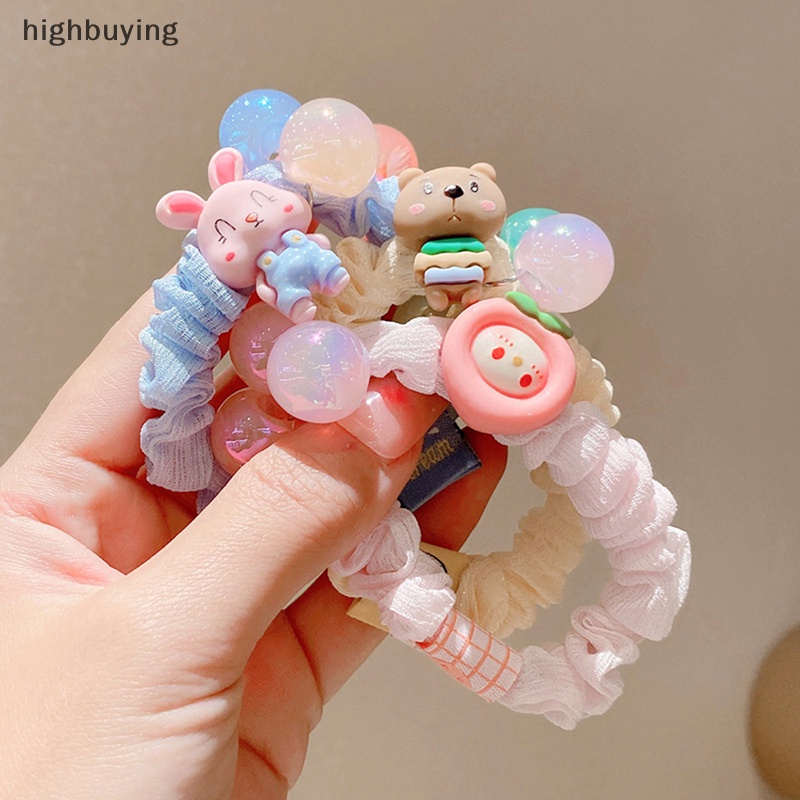 Dây Cột Tóc Co Giãn Đính Hoa Màu Kẹo Dễ Thương Cho Bé Gái