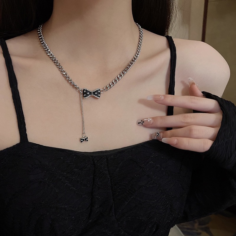 Vòng Cổ Dây Xích Mặt Nơ Đen Thời Trang Mùa Hè 2023 Phong Cách Ngọt Ngào Cá Tính Dành Cho Bạn Nữ