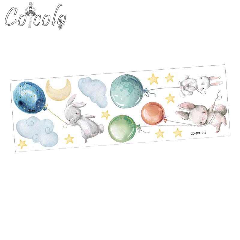 Miếng Dán Tường Hình Thỏ Và Bong Bóng Bay Độc Đáo Trang Trí Phòng Ngủ Cho Bé Gái