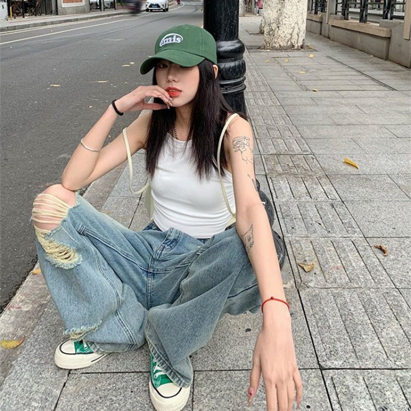 Quần Jeans Nữ Rách Gối Thời Trang Cá Tính