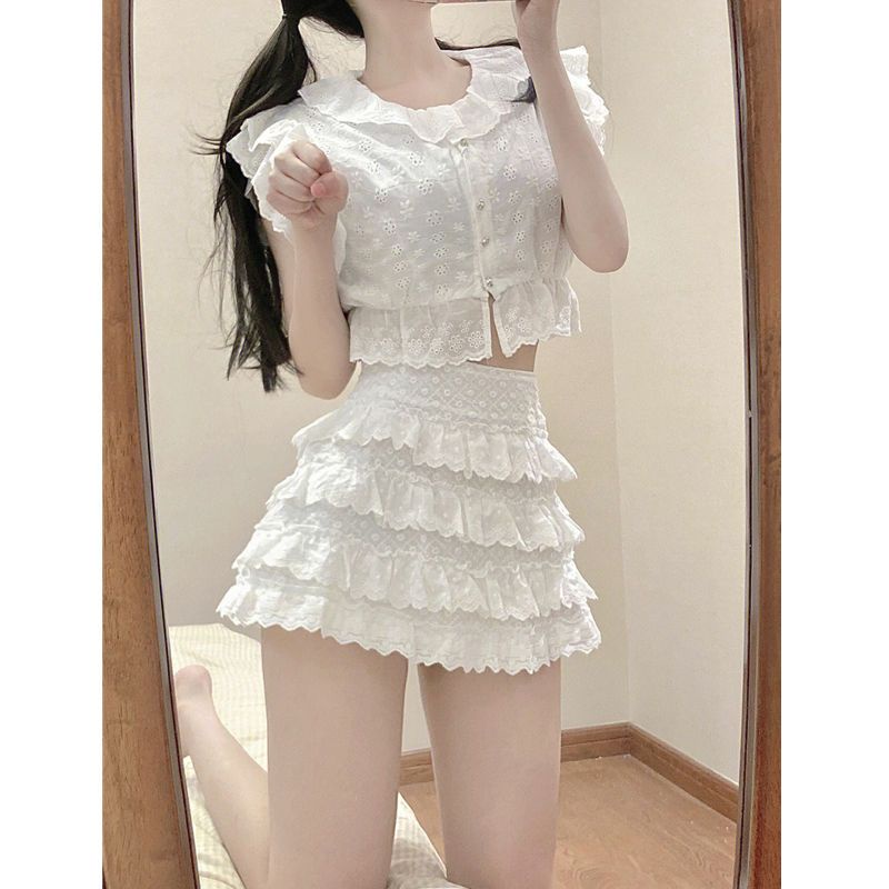 Set Áo Sơ Mi Và Chân Váy Lưng Cao Thời Trang Hè 2023 Cho Nữ