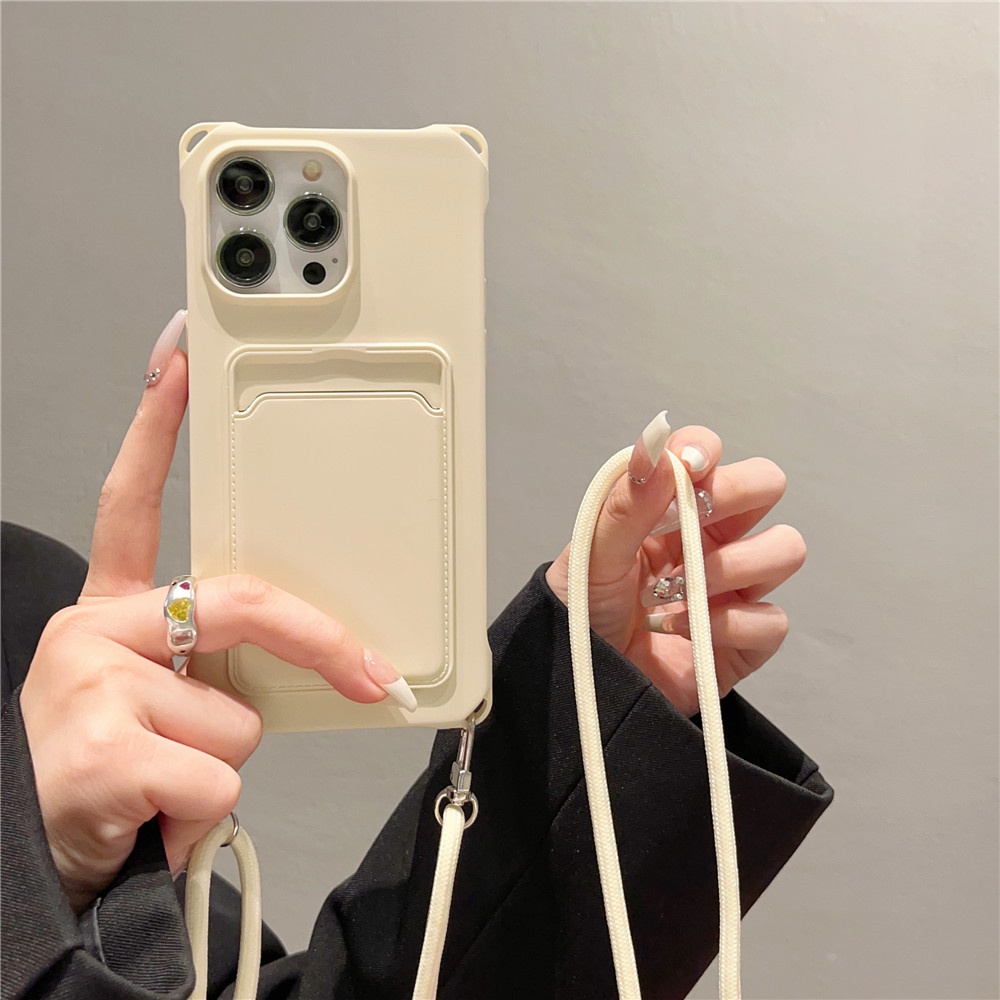 Sang Trọng Ốp Điện Thoại Mềm Dạng Ví Có Dây Đeo Chéo Cho iphone 11 pro max x xs max xr 7 8 plus se 2020 12 13 14