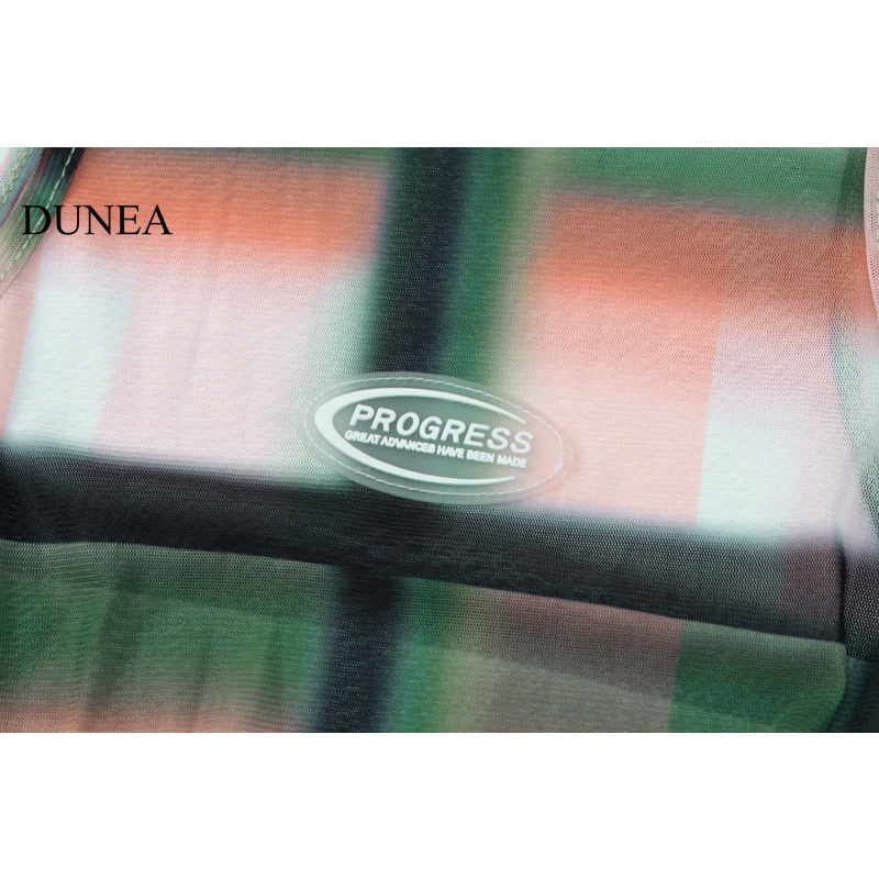 DUNEA Đầm Lửng Không Tay Phối Lưới In Họa Tiết Quyến Rũ Dành Cho Nữ