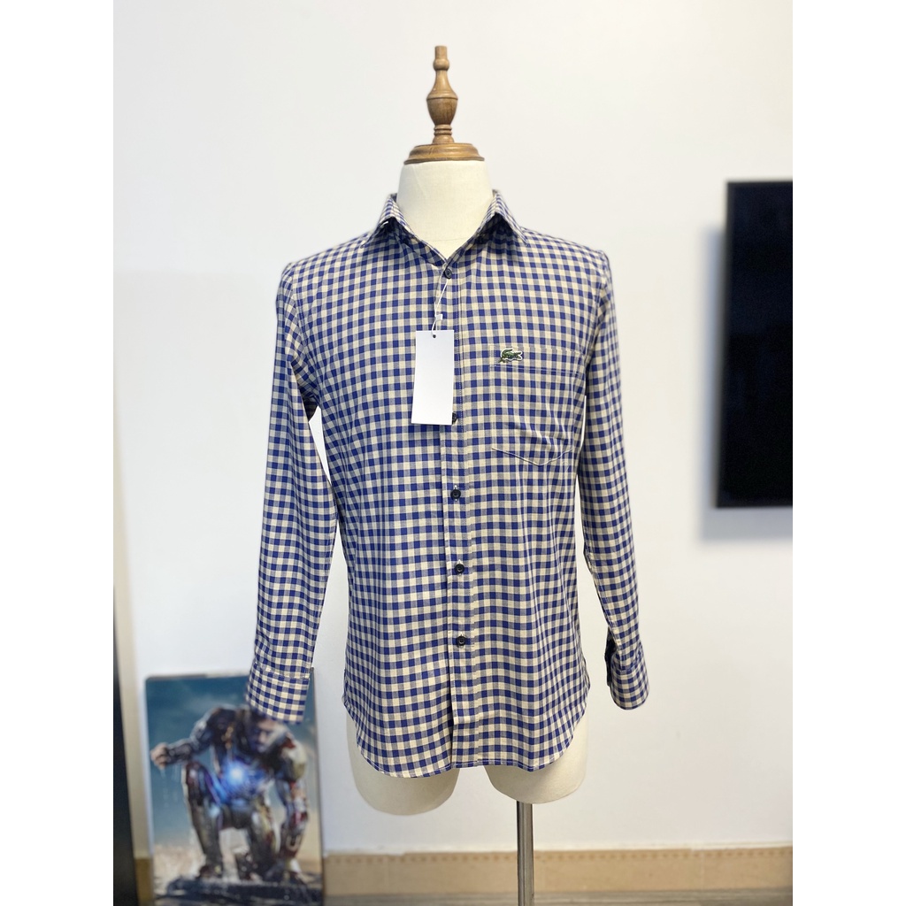 Áo sơ mi dài tay công sở nam, sơ mi kẻ ca rô dài tay LCST vải cotton chống nhăn LC0026