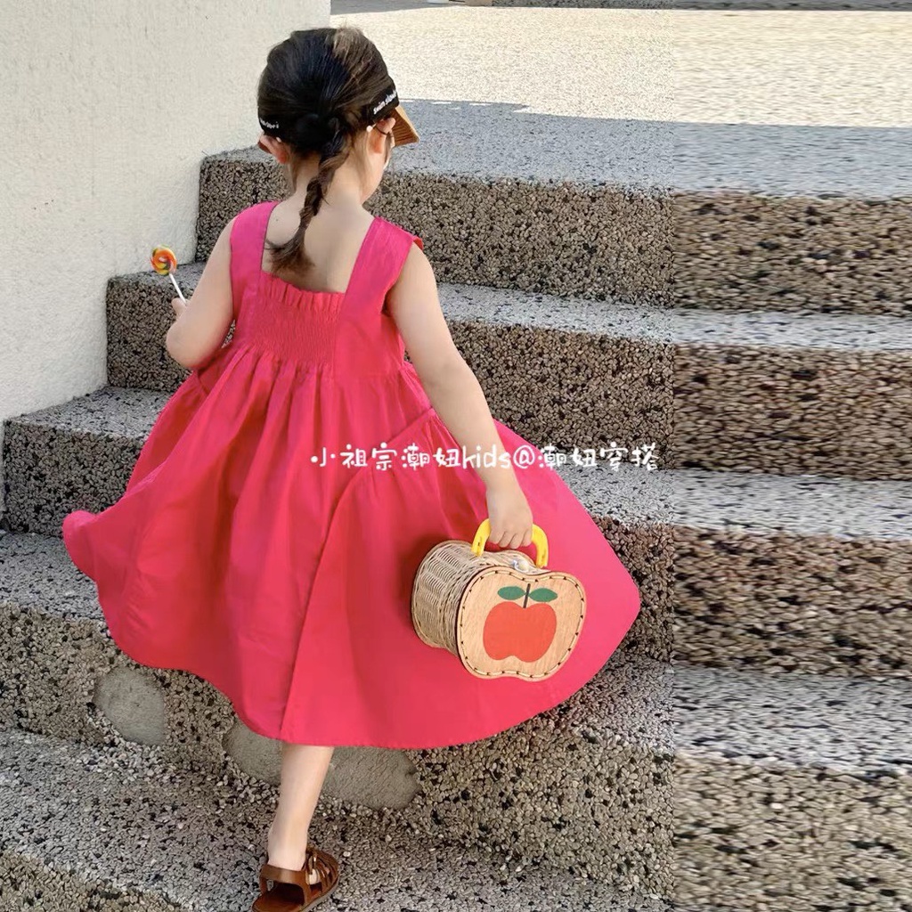 Váy hồng sen chun lưng bé gái (mẫu mới)