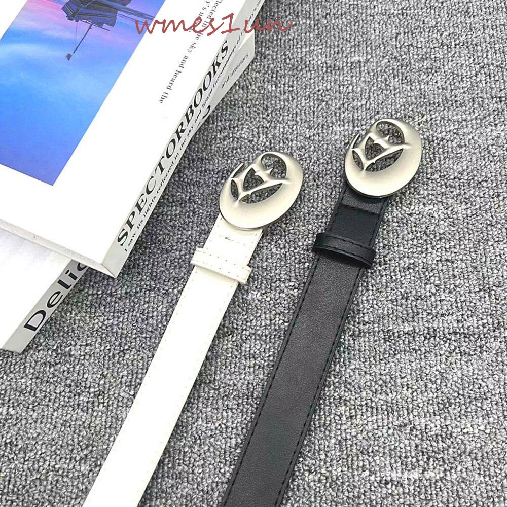 Thắt Lưng Da PU Mỏng Khóa Kim Loại Chữ D WMES15H Thời Trang Cho Nam Và Nữ