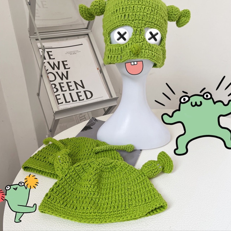 Mũ Len Màu Xanh Lá Cây Dễ Thương Thời Trang Cổ Điển