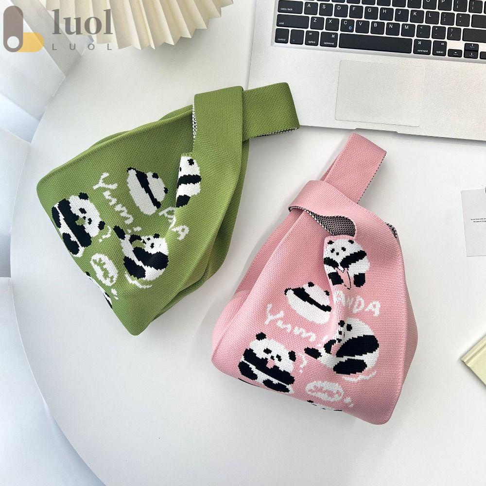 Túi Tote Đan Len Thủ Công Hình Gấu Trúc Tái Sử Dụng Được