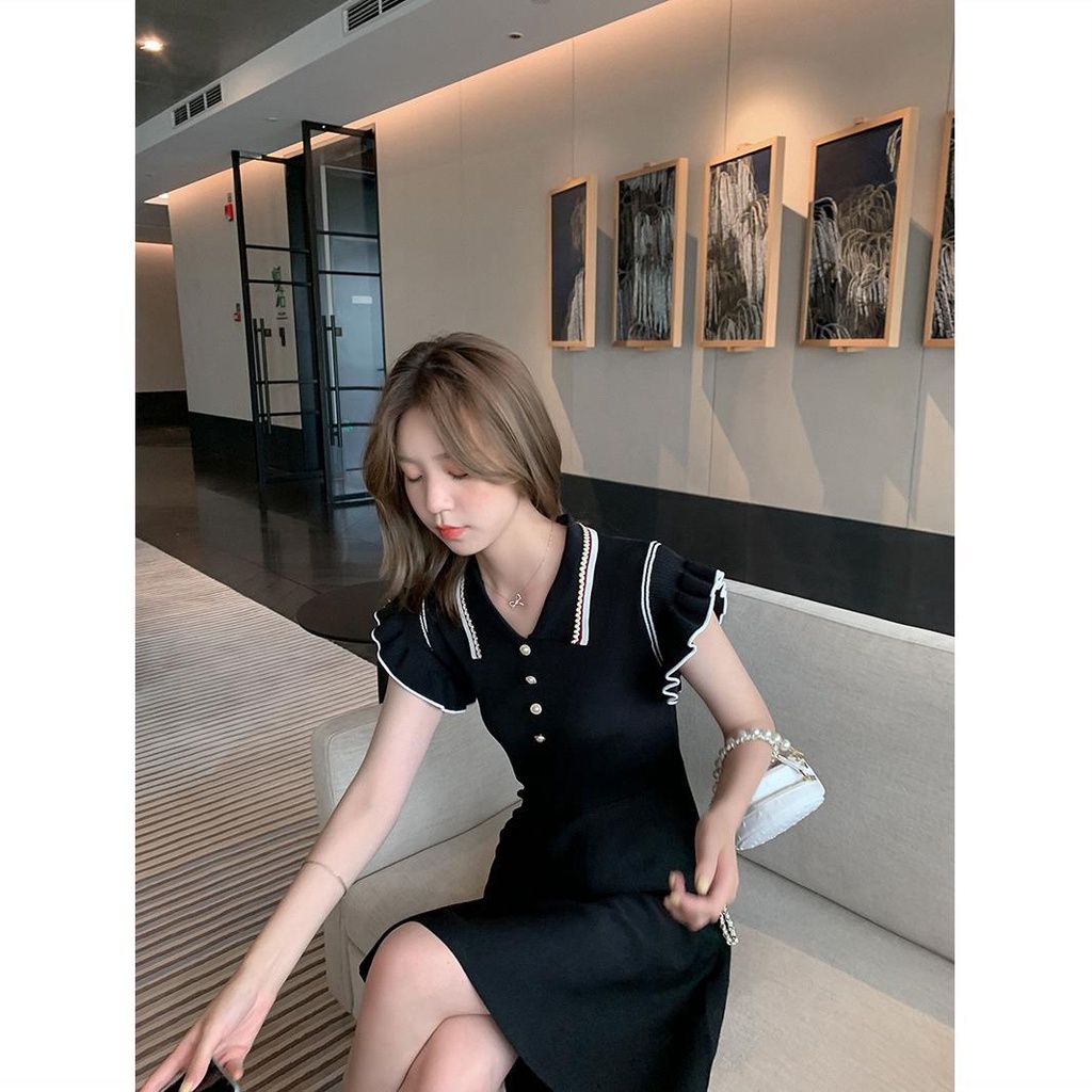 Đầm Ngắn Dệt Kim Lụa Băng Họa Tiết Kẻ Sọc Màu Tương Phản Thời Trang Mùa Hè Pháp Hàng Mới 2023 Dành Cho Bạn Nữ