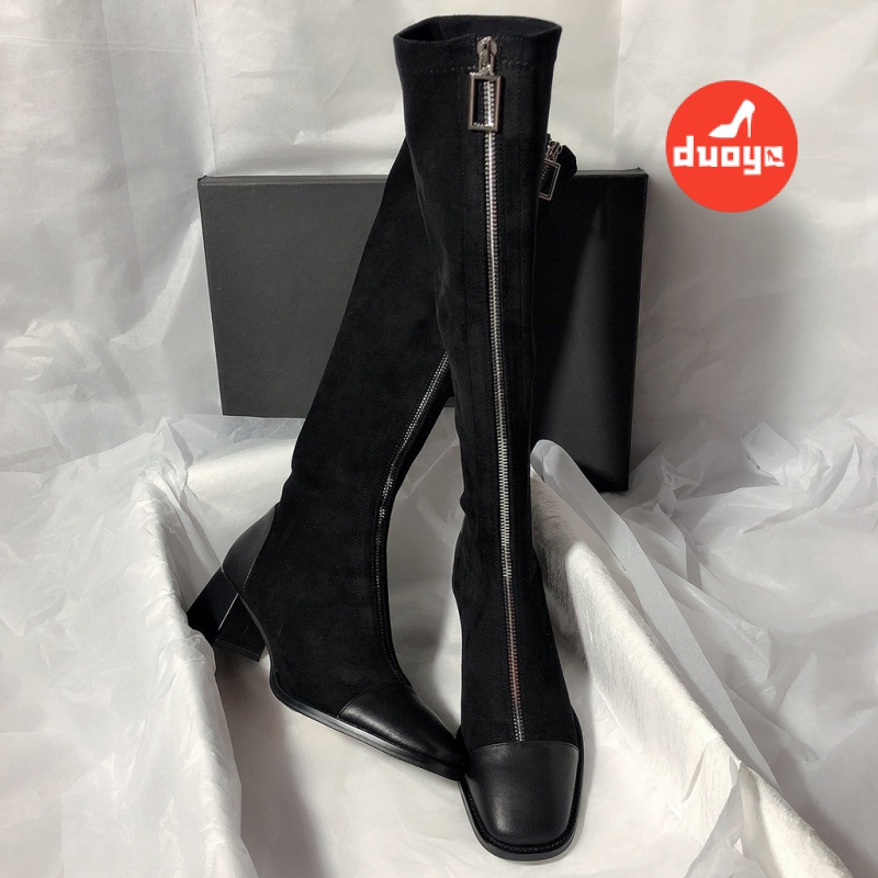 Duoya Tóc Thẳng ~ [Hàng Có Sẵn] Giày Bốt Martin Mỏng Cao Đến Đầu Gối Màu Sắc Phù Hợp Với Hiệp Sĩ Cao Đến Đầu Gối Phong Cách Retro Cá Tính Dễ Phối Đồ Cho Nữ [AB
