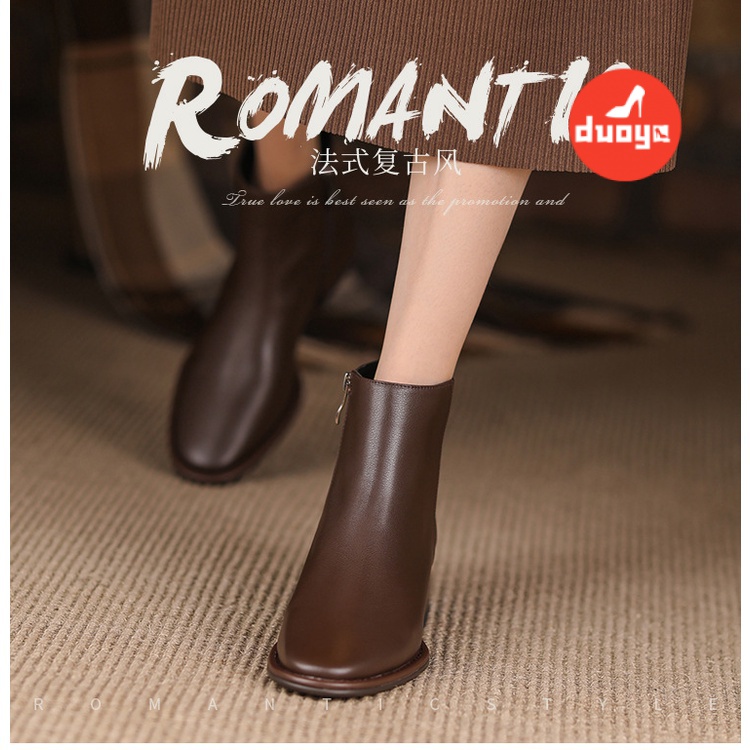 Giày Bốt Da Mềm Gót Dày Ngắn Tới Mắt Cá Chân Phong Cách Anh Quốc Thời Trang Thu Đông 2022 Cho Nữ