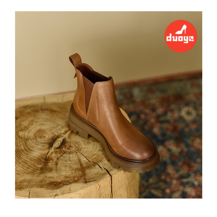 Giày Bốt Martin Da Mềm Dày Dặn Cổ Thấp Thời Trang Xuân Thu 2022 Phong Cách Pháp Cho Nữ