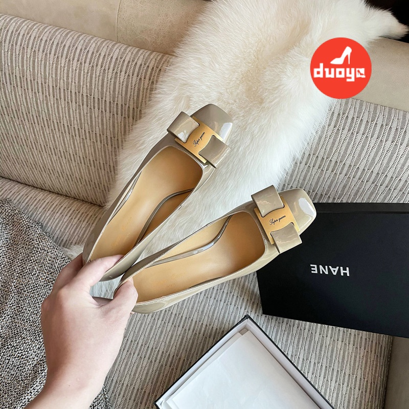 Duoya Tóc Thẳng ~ [Hàng Có Sẵn] Giày Cao Gót Mũi Vuông Hở Ngón Đính Hạt Quyến Rũ Cho Nữ Giao Hàng Nhanh Chóng