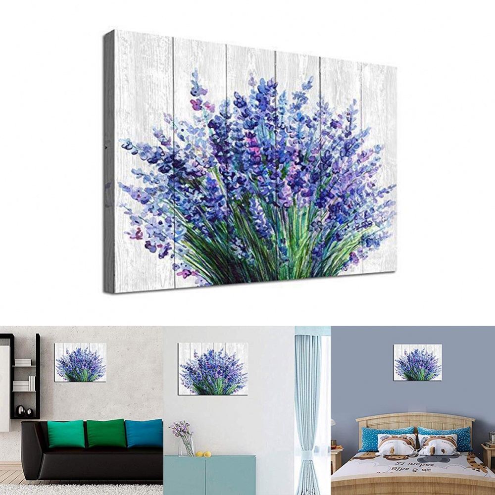 Tranh Canvas Treo Tường Hình Hoa Oải Hương Xanh Không Khung