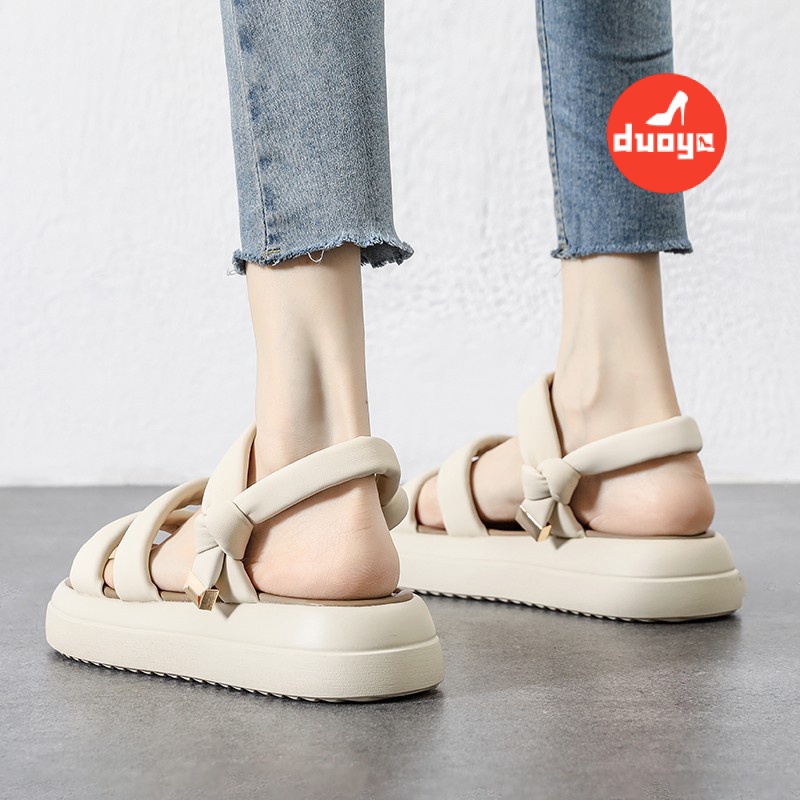 Duoya Tóc Thẳng ~ [Hàng Có Sẵn] Giày Sandal Hai Cách Mang Đế Mềm Mại Thời Trang Cho Nữ