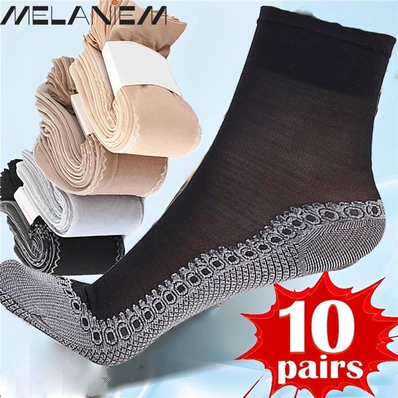 Set 10 Đôi Vớ Mỏng Vô Hình Thoáng Khí Mềm Mại Chống Trượt Phong Cách Hàn Quốc Cho Nữ