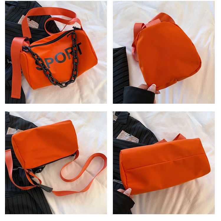 Niche Túi Đeo Chéo Vải Oxford Hình Trụ Đơn Giản Phong Cách Hip Hop Đường Phố Cá Tính Dễ Phối Đồ Cho Nam Và Nữ Haobing boutiqu