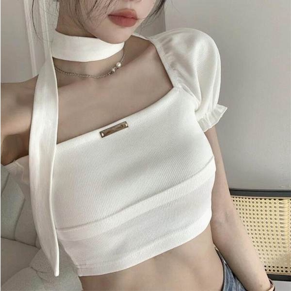 Áo Thun Không Tay Cổ Yếm Thời Trang Gợi Cảm Cho Nữ