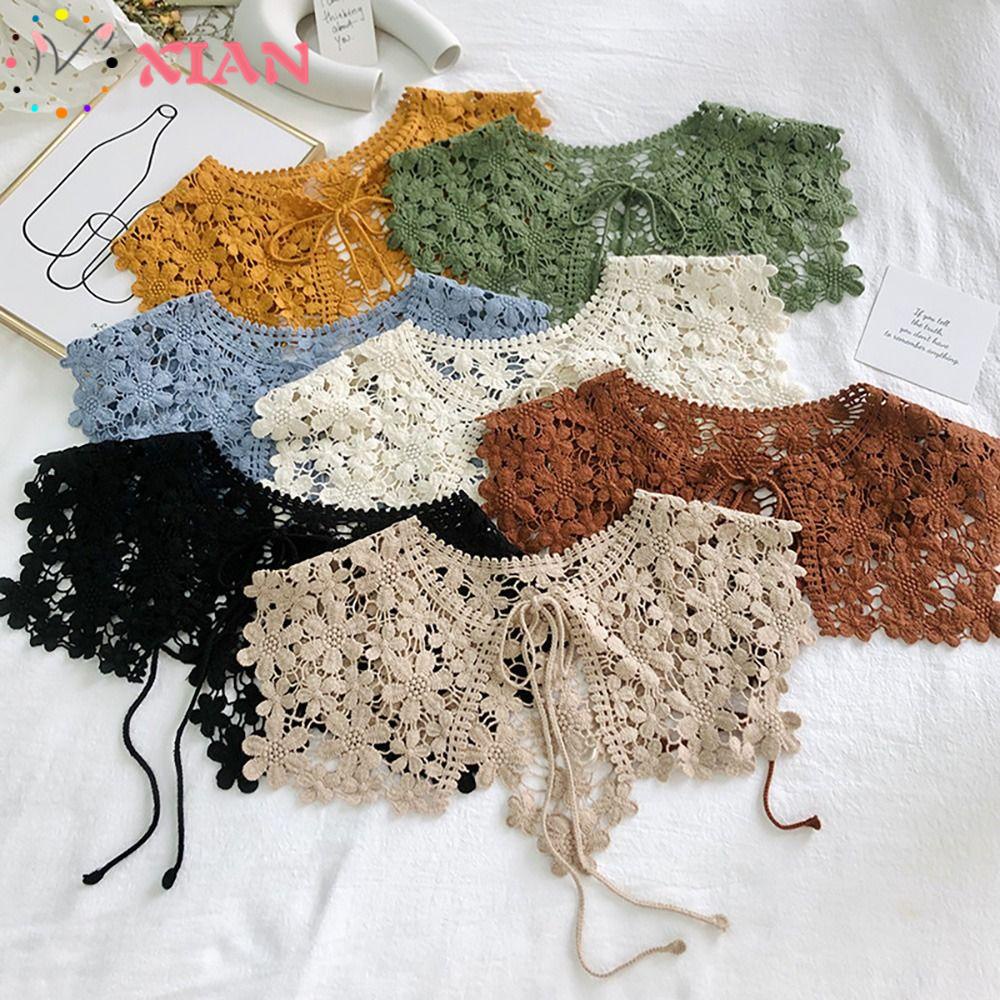 Xiantin Khăn Choàng Cổ Mini Bằng Vải Ren Có Thể Tháo Rời Thời Trang