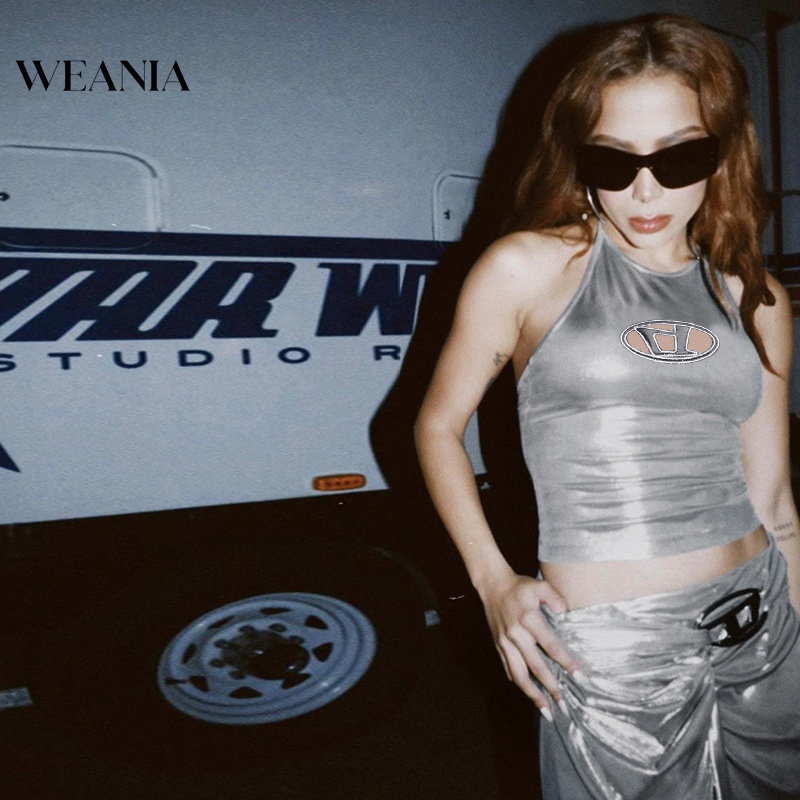 Áo hai dây WEANIA dáng ôm khoét lỗ chữ D thời trang mùa hè cho bạn gái