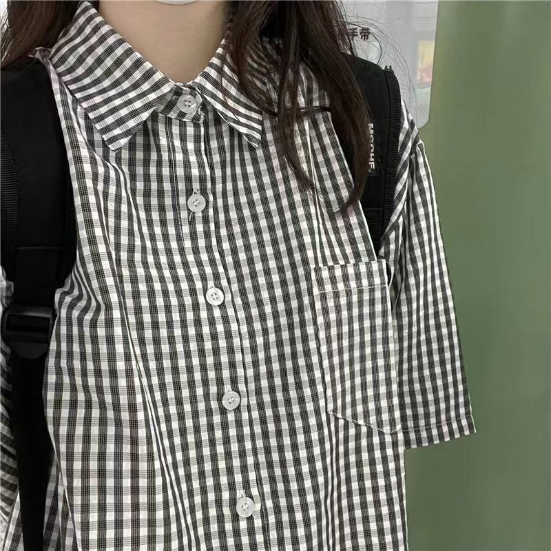 áo kiểu nữ đẹp hàn quốc bigsize sang chảnh bánh bèo tay phồng áo sơ mi form rộng tay dài công sở tay lỡ trắng đi học sexy hở ngực Áo sơ mi tay ngắn dáng rộng kẻ sọc caro phong cách Hàn Quốc thời trang mùa hè cho nữ 2 màu tùy chọn