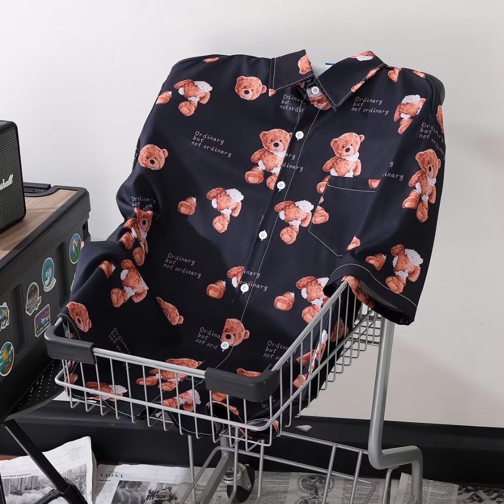 Áo Sơ Mi Tay Ngắn In Hoạt Hình Kiểu vintage Hồng Kông Cá Tính Cho Nam Và Nữ