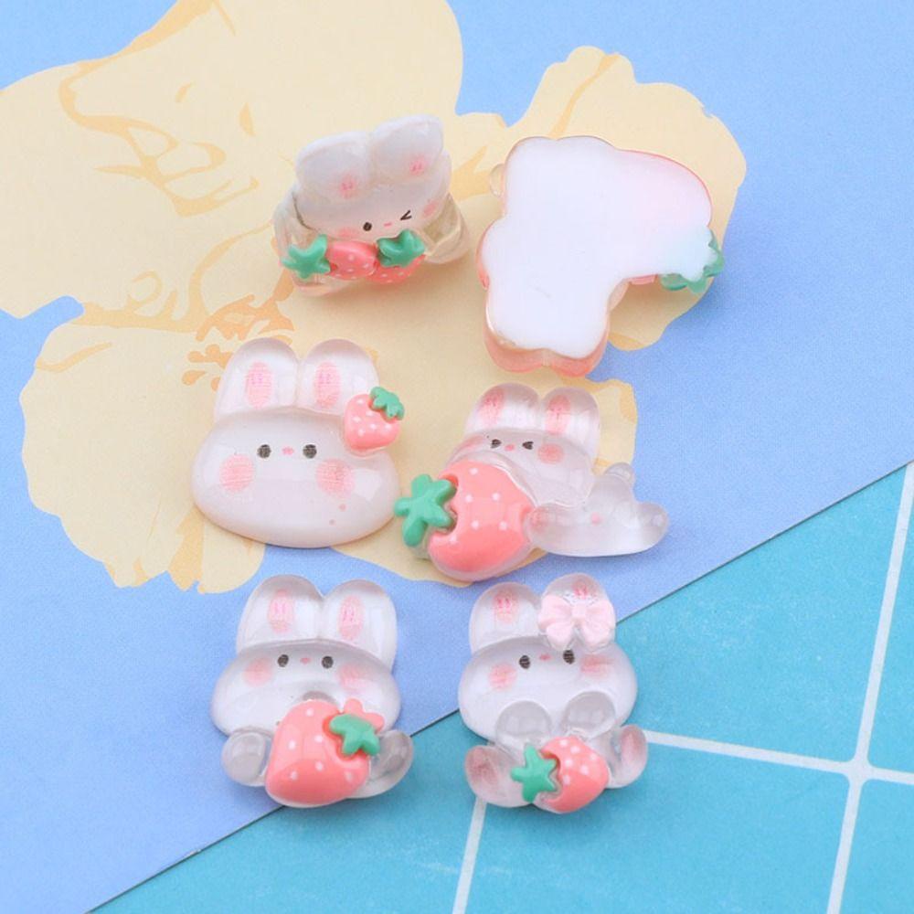 Set 10 Miếng Dán Trang Trí Điện Thoại / Tủ Lạnh DIY Hình Thỏ Hoạt Hình Bằng Nhựa Resin